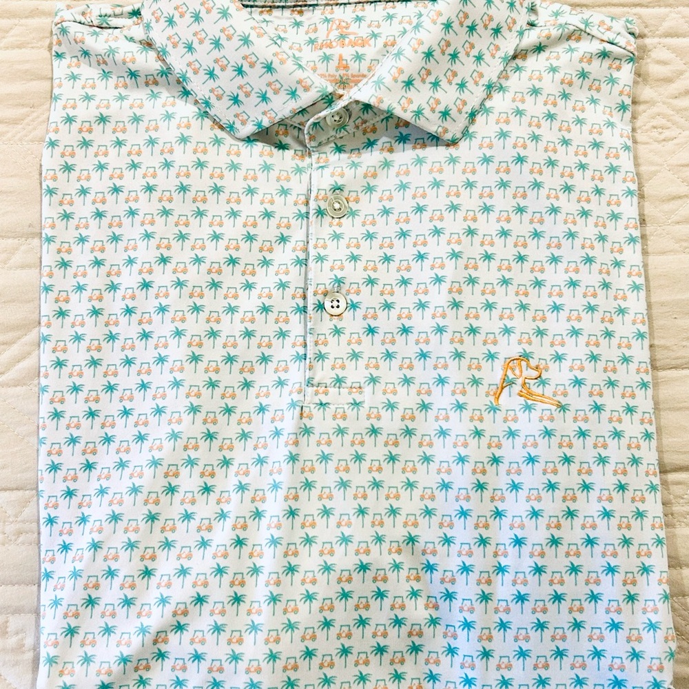 Palm Tree and Golf Cart Pattern Polo Shirt